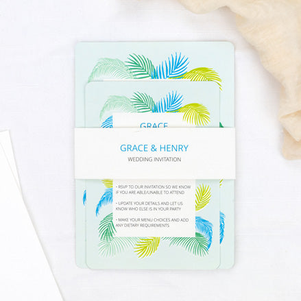 Tropical Fern - Wedding Invitation & Information Card Suite