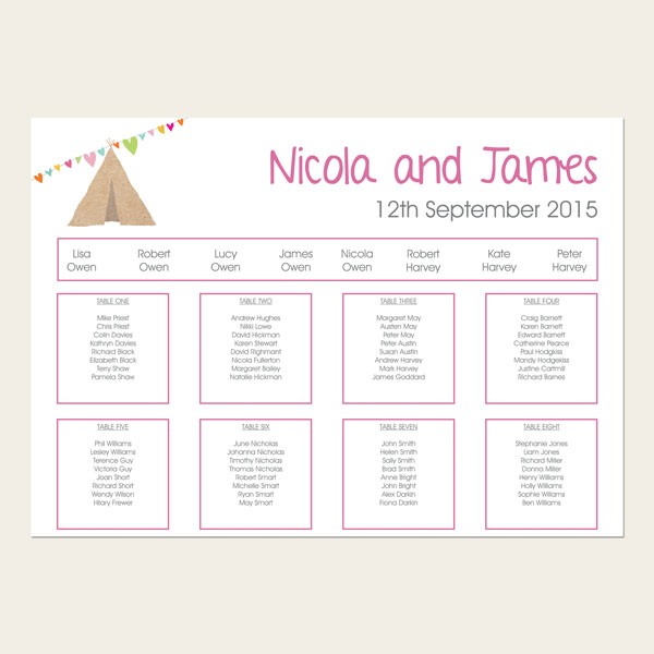 Festival Tipi - Table Plan