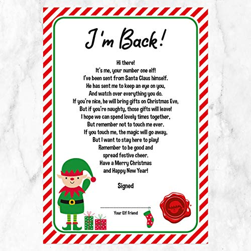 Christmas Elf Letters with Reports & Award Stickers - Red Stocking Elf. Perfect for Girls/Boys Kids, Celebrations, Naughty, Nice, Xmas, Children. Made in The UK