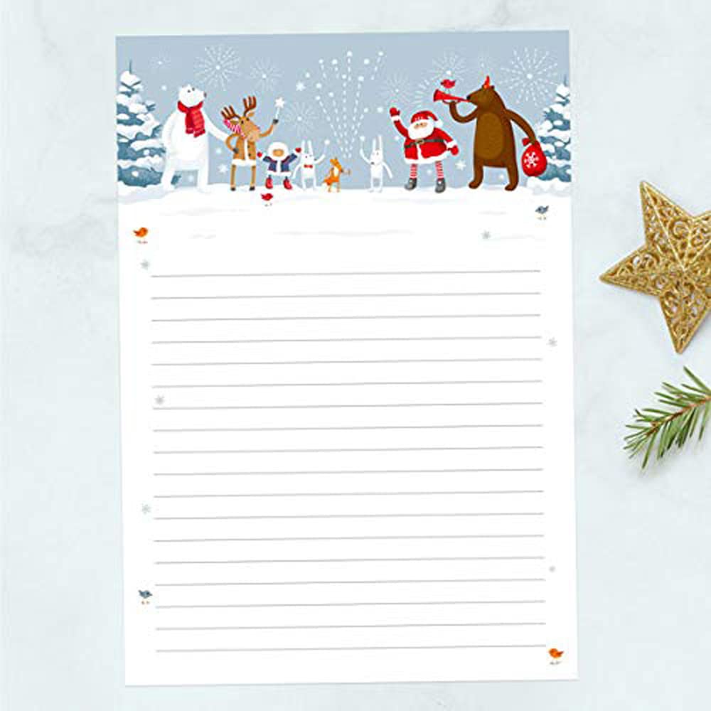 Premium Christmas Wish List Notelet Letter Writing Set - Pack of 20. Thank You Notes for Friends Family Mum Dad Kids Sister Brother Cards Xmas Gift Present Made in UK (3163)