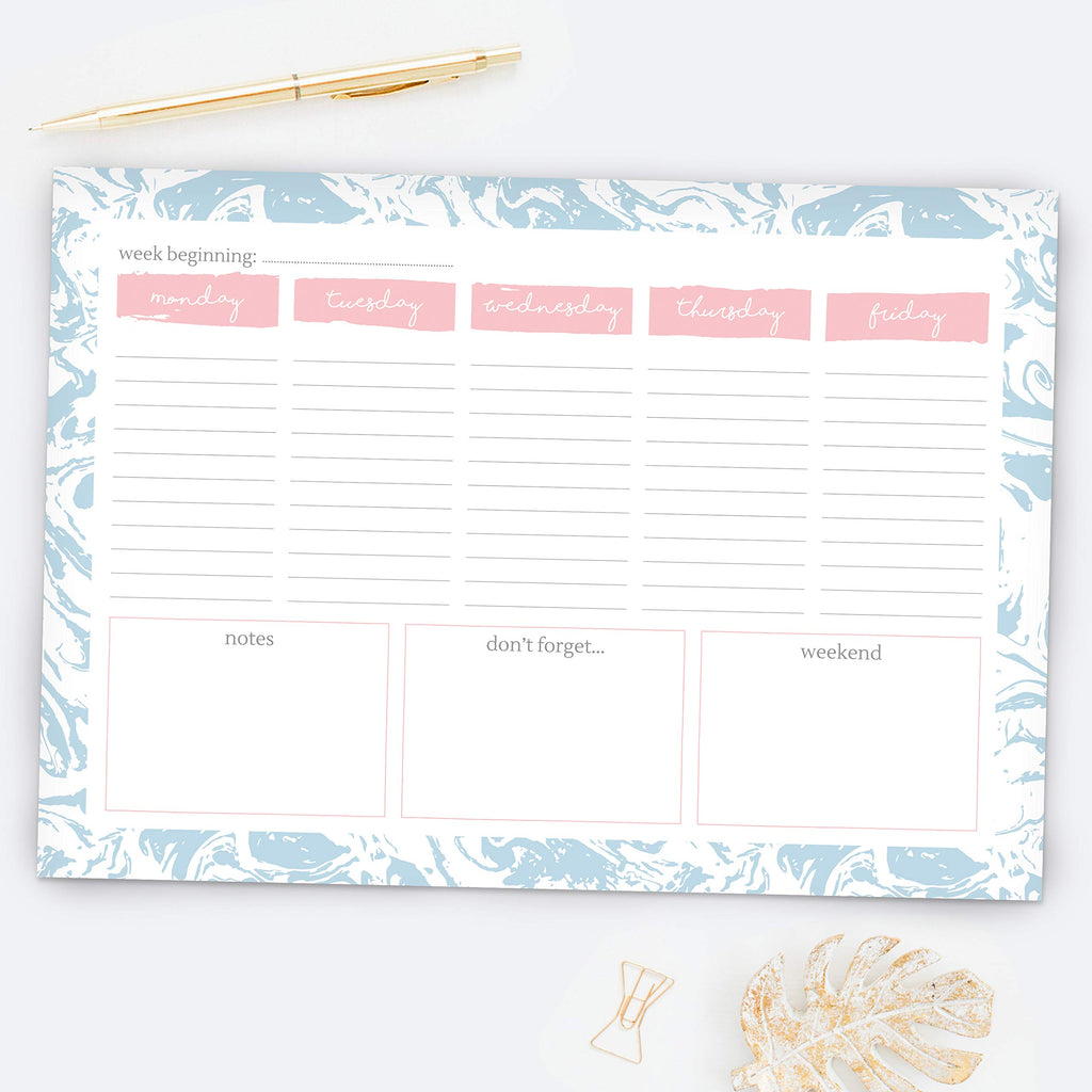 A4 Desk Planner, 53 Thick Pages, Undated, Weekday Planner, Organiser, To Do List, Notepad for School, Home, Work, Office, Acedemic, Events - Sweet Sherbet Dreams (06 0004)